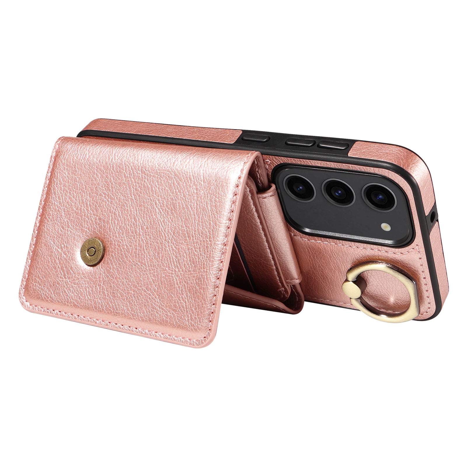 002 Protective Shell for Samsung Galaxy S23 Ring Kickstand Litchi Texture Leather TPU Card Bag Phone Case with Shoulder Strap 002 Protective Shell for Samsung Galaxy S23 Ring Kickstand Litchi Texture Leather TPU Card Bag Phone Case with Shoulder Strap